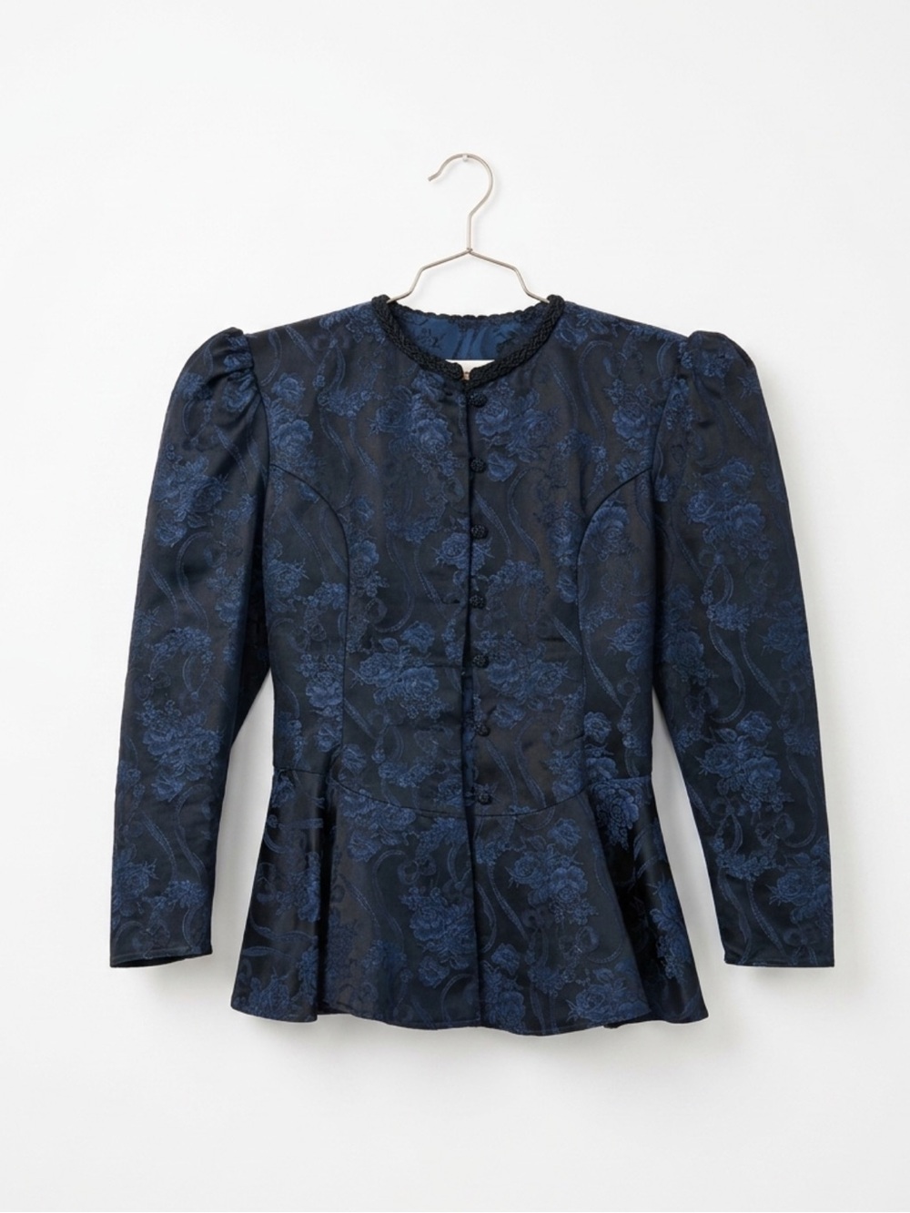 Vintage Scott McClintock Jacquard Peplum Jacket Puff Sleeve Bow Back Sz 8
